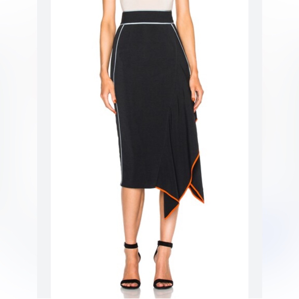 Peter Pilotto Cady Asymmetrical Midi Skirt Draped Black Sz 6 Modern Chic